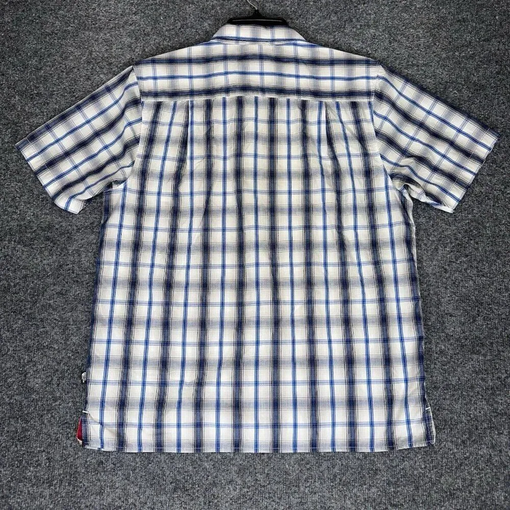 The North Face Shirt‎ Mens Medium Blue Plaid Short Sleeve Button Up Pocket Adult